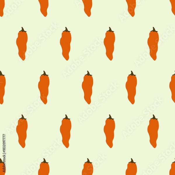Obraz Orange chilli pepper seamless pattern on chream background