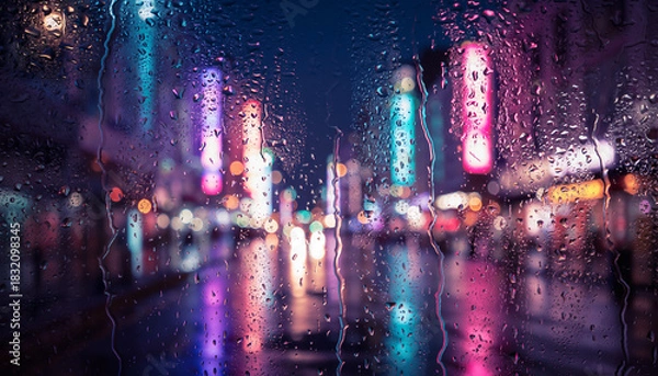 Obraz Colorful abstract urban night cityscape skyline with reflected building lights