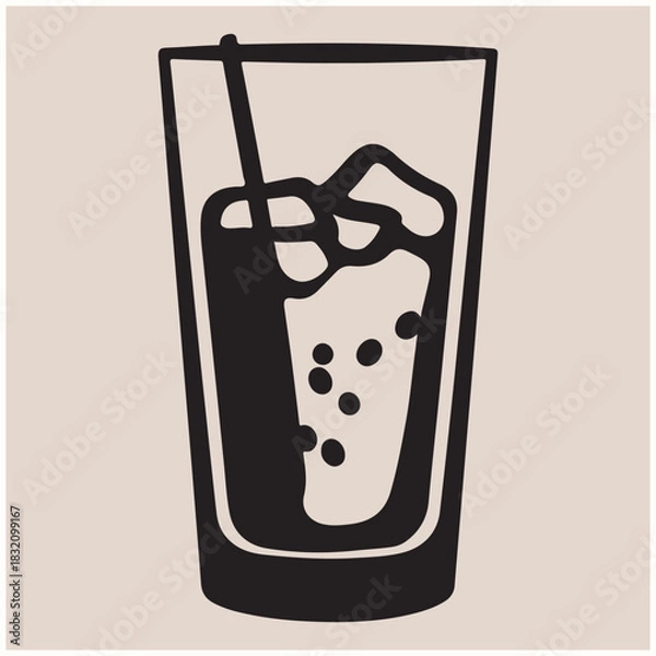Fototapeta Refreshing Cold Drink in Glass with Straw Silhouette, Drink
