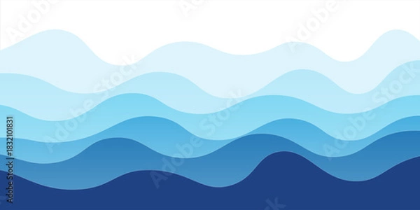 Fototapeta Sea waves layered vector background illustration and sea beach vector illustration.
