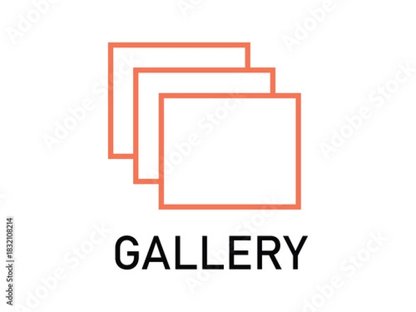 Obraz Stacked outline rectangles representing gallery icon on white
