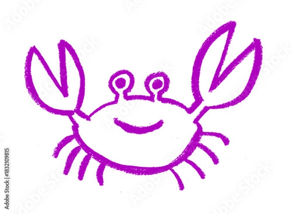 Obraz Smiling Crab Crayon Chalk Wax Drawing Vector