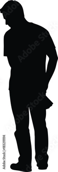Obraz Man silhouette looking down isolated white background