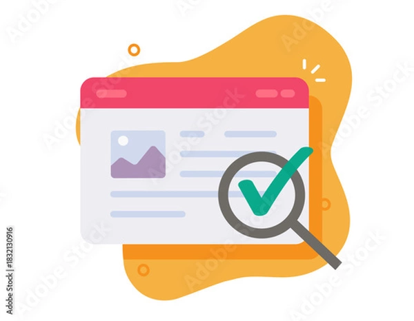 Obraz Web site audit inspection icon vector modern graphic illustration design, website analyze review or webpage check test quality verify success with magnifier glass, online content expertise image