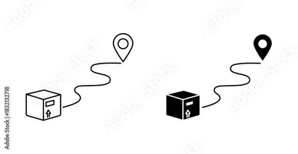 Obraz Distribution Route Icon, Delivery Path Vector for Logistics