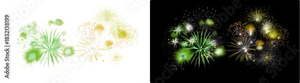 Fototapeta PNG image of Colorful fireworks display illuminates the night sky with vibrant bursts of light and celebratory explosions perfect for festive occasions and events on transparent background