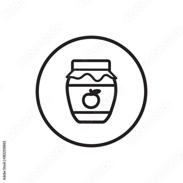 Fototapeta Fruit Jam Jar Icon in Minimal Line Art Style
