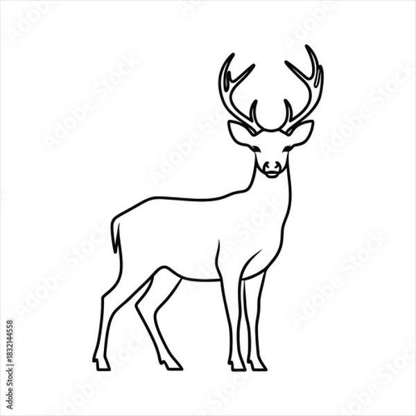 Obraz Elegant outline drawing of a majestic stag with large antlers standing gracefully