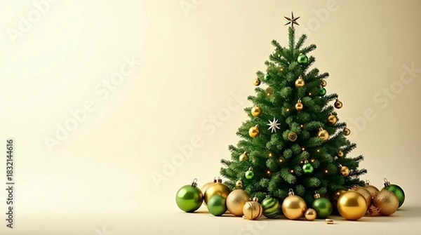 Fototapeta christmas tree with balls