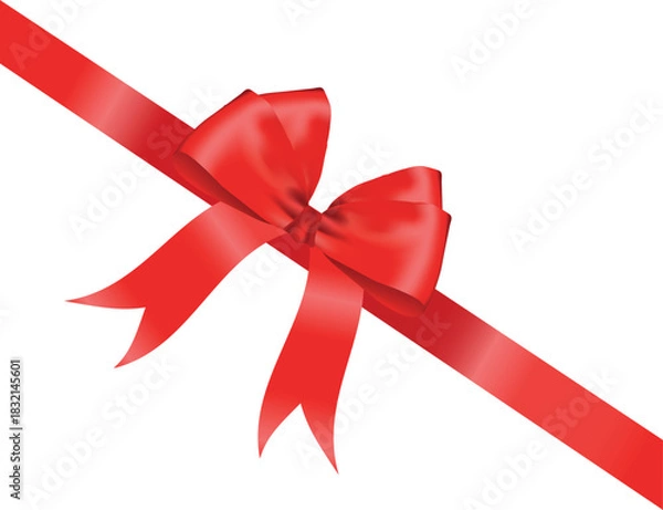 Obraz Realistic Red Ribbon Bow – Vector Decoration Element