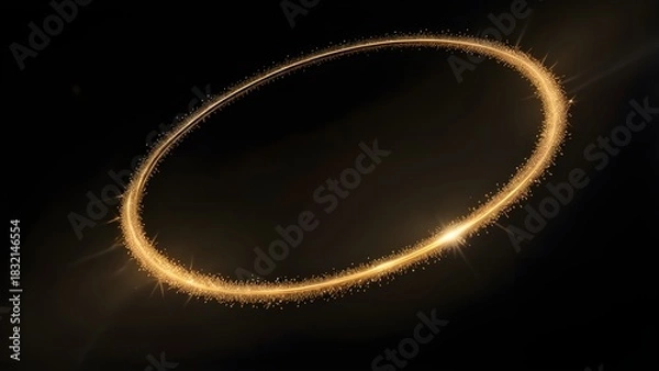 Obraz Soft glowing ring of warm sparkles creating minimal elegant light effect on black