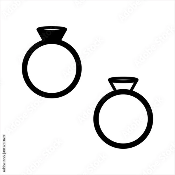 Obraz ring icon set black and white