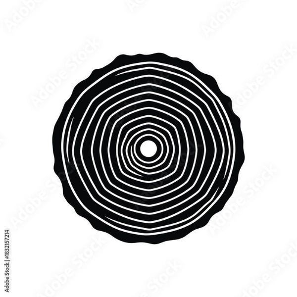Fototapeta Tree rings silhouette icon wood texture vector illustration