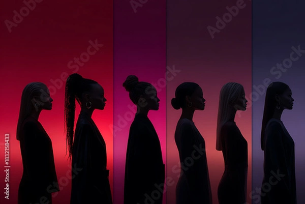 Obraz diverse female empowerment, portrait series showcasing diverse women, with soft gradients and modern editorial style, promoting empowerment