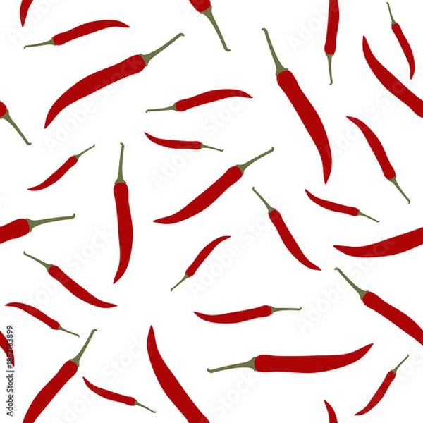 Obraz Seamless chili pepper pattern design. chilli background vector