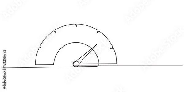 Fototapeta Continuous linear drawing of speedometer. Speedometer silhouette. Abstract background drawn with one line. Vector illustration.