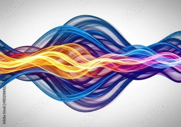 Fototapeta Abstract colorful energy waves isolated on white background
