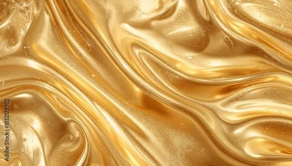 Fototapeta Abstract flowing liquid gold texture with elegant ripples and folds