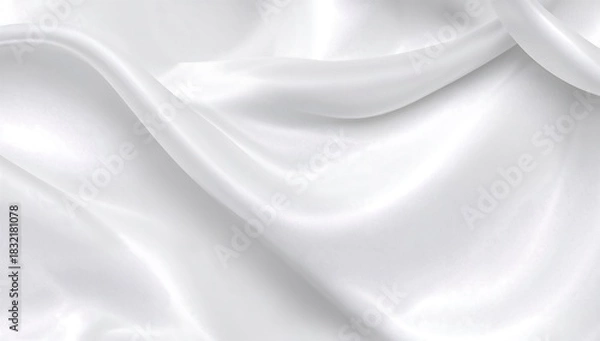 Fototapeta Elegant white silk fabric with soft folds and gentle curves