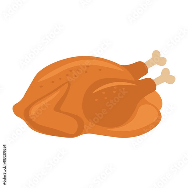 Obraz roasted chicken on white background