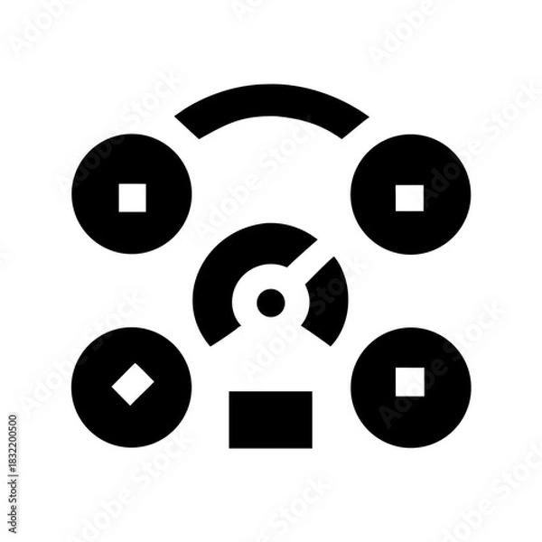 Fototapeta VEHICLE CLUSTER DASHBOARD SMART AUTOMOTIVE TECHNOLOGY TRANSPORT ICON SET