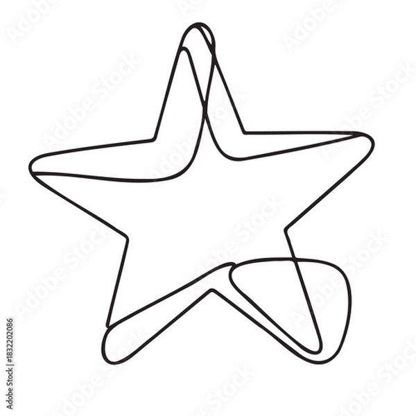 Fototapeta Star shape wire outline in minimalist design on white background  