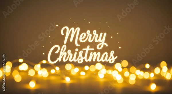 Obraz Vintage Christmas card design vector illustration with happy new year text decoration poster and winter holiday celebration art