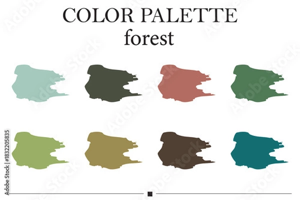 Fototapeta Forest tones palette. Forest color palette for nature-inspired designs. Trendy color collection