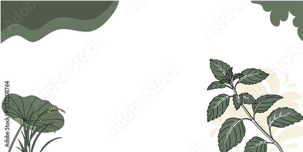 Fototapeta Herbal Botanical Background with Minimalist Earth Tones