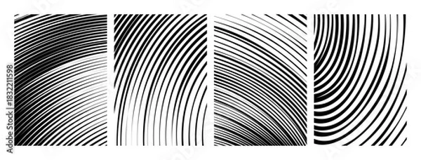 Obraz Waves backgrounds. Abstract stripes with hypnotic distortion effects. Psychedelic distorted wave backgrounds. Black and white texture. 