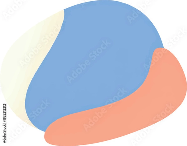 Fototapeta Abstract design with blue, beige, and salmon shapes.
