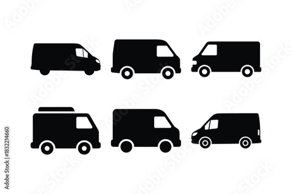 Obraz Van Silhouette Icon Set on White Background