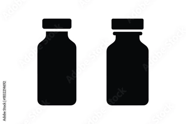 Obraz Vial or Medicine Bottle Silhouette Icon Collection on White Background