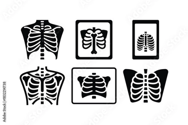 Obraz X-ray Silhouette Icon Set on White Background