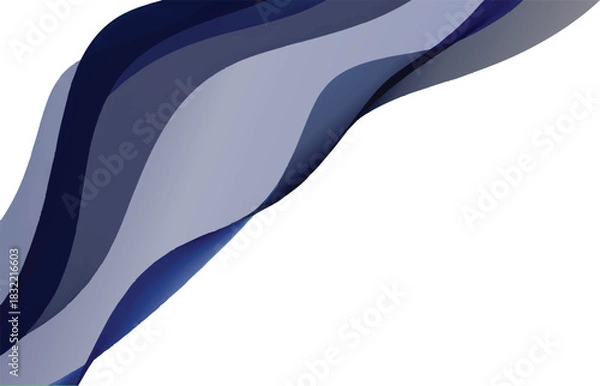 Fototapeta Abstract background featuring dynamic, flowing blue waves on a clean white surface.