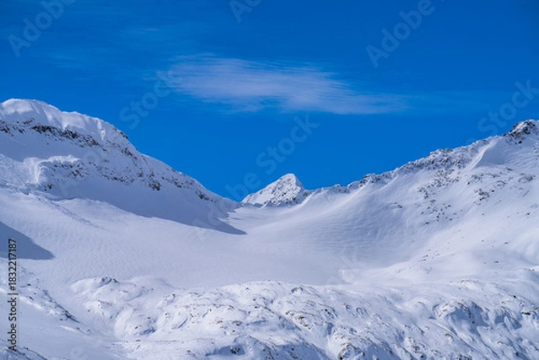 Fototapeta snow covered mountains in winter