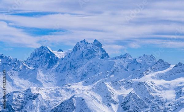 Fototapeta snow covered mountains in winter
