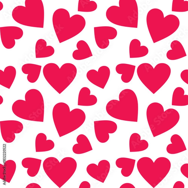 Fototapeta Playful heart pattern on white  background for valentine's day decor, vector illustration 