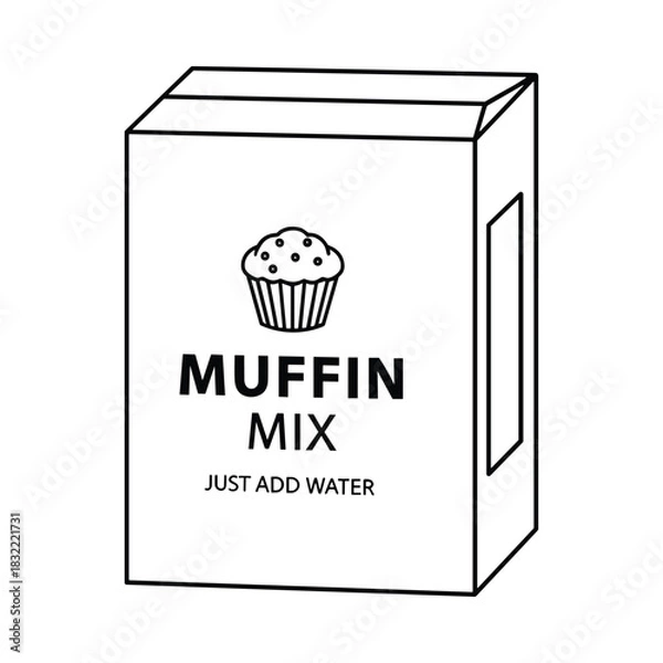 Fototapeta Hand drawn illustration of a muffin mix box with a cupcake icon and text