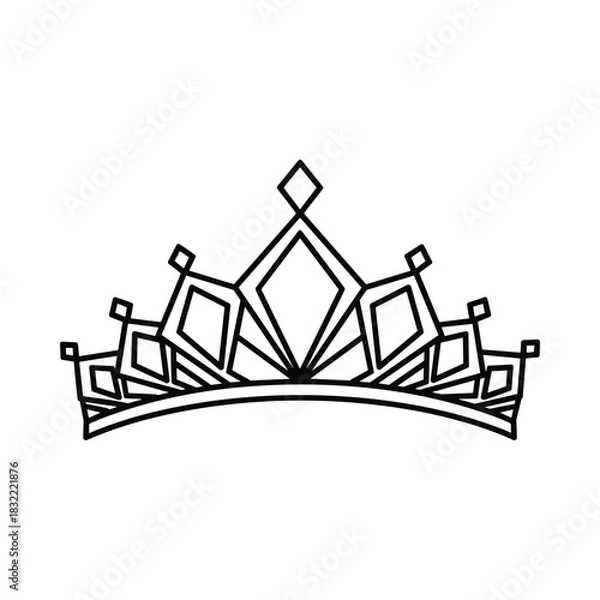Fototapeta Elegant outline of a royal tiara with geometric gemstone details
