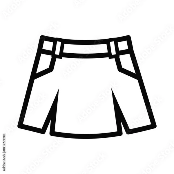 Fototapeta Simple hand drawn outline icon of a denim skirt with belt loops and pockets