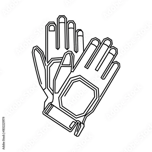 Fototapeta Line art illustration of a pair of protective work gloves for manual labor