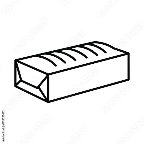 Fototapeta Simple outline drawing of a loaf of bread with score marks on top
