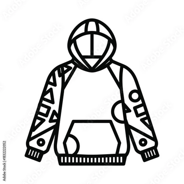 Fototapeta Modern graphic hoodie with abstract geometric patterns and a front pocket