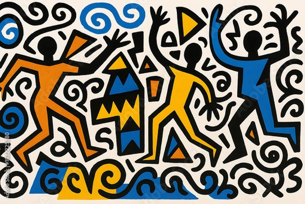 Fototapeta seamless pattern with tribal art