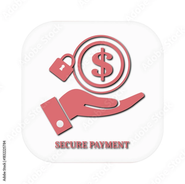 Obraz Secure Payment Icon – Glass Effect Dollar Protection Symbol
