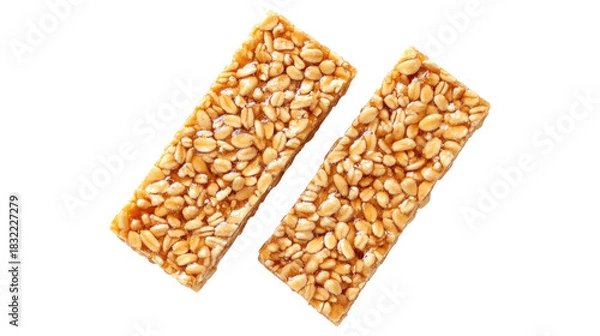 Fototapeta Two Peanut Brittle Bars isolated on a transparent background