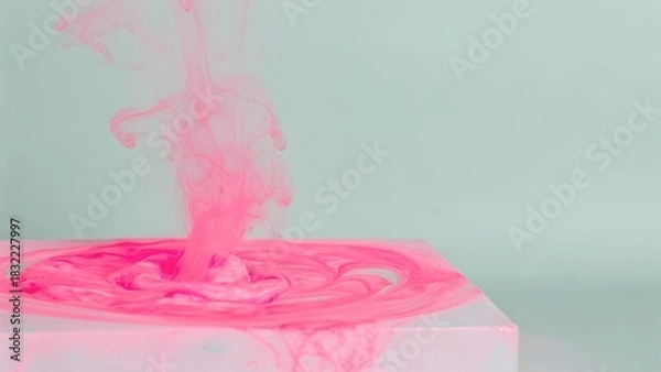 Fototapeta Neon green and blue abstract splash. vivid liquid splash in neon pink-green-blue tones rising upward, smooth glossy texture, modern abstract fluid motion, bright energetic colors