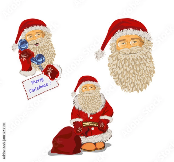 Fototapeta Cartoon Santa Claus Pack. Vector