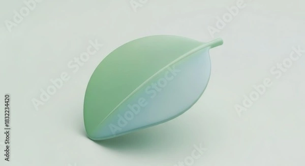 Fototapeta Green leaf with light blue accent nature design element